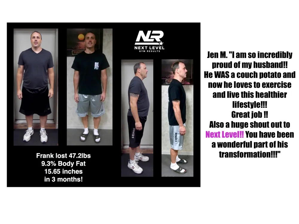 Frank before and after at Next Level Gym Results: 47.2 lbs lost in 3 months